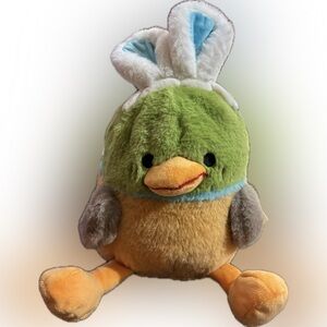 Way To Celebrate Sitting Duck Plush With Bunny Ears 11”